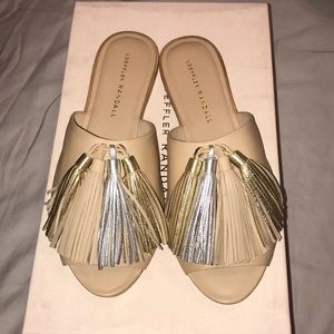 Loeffler Randall Tassel Slides Nude Size 5.5